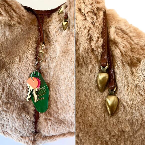 Authentic Longchamp Vintage Rabbit Fur Leather Hobo Shoulder Bag Made in France - Picture 4 of 12